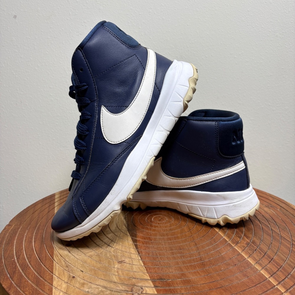 Nike Blazer Golf Shoes Midnight Navy White High Top 818730-400 Womens 7